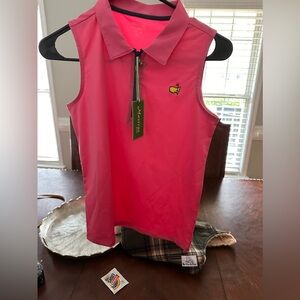 NWT Girls Masters Sleeveless Golf Polo in Hot Pink with Zip